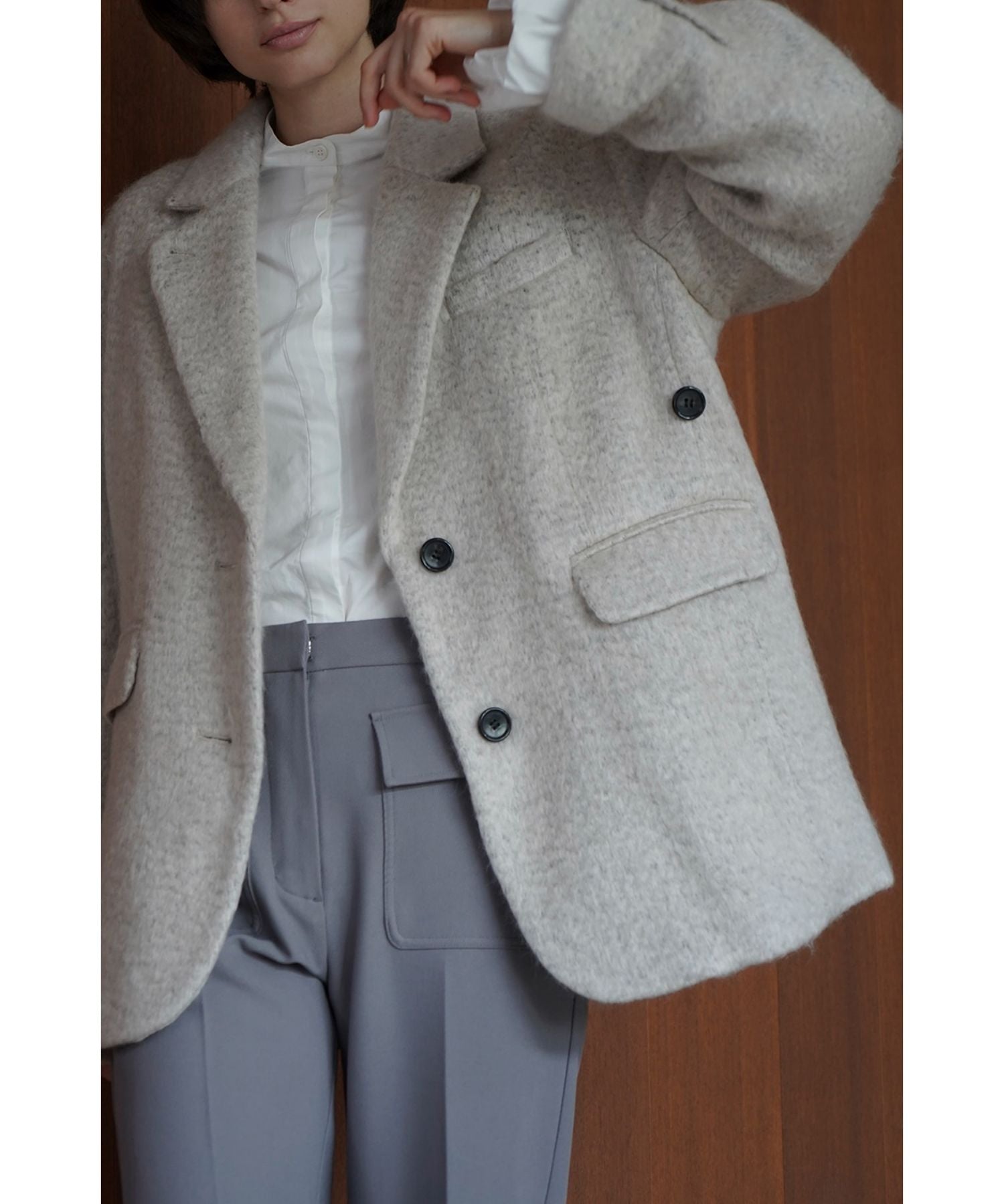 Mix Shaggy Over Tailored Jacket - CLANE (クラネ) - outer (アウター