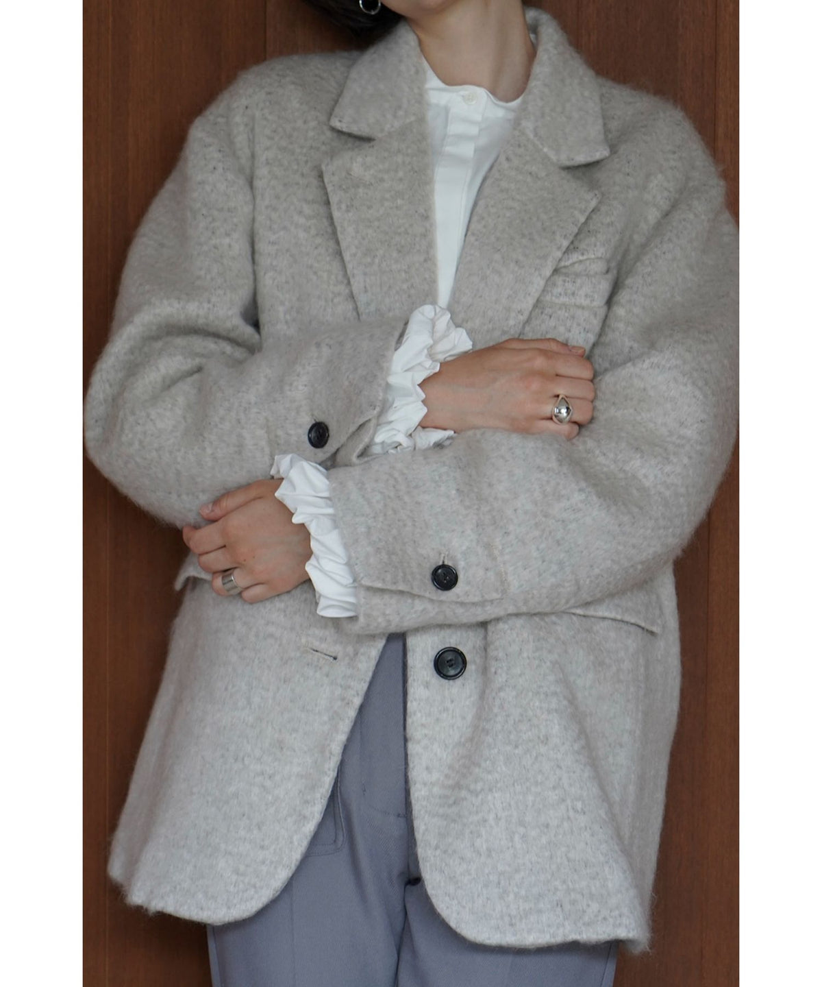 Mix Shaggy Over Tailored Jacket
