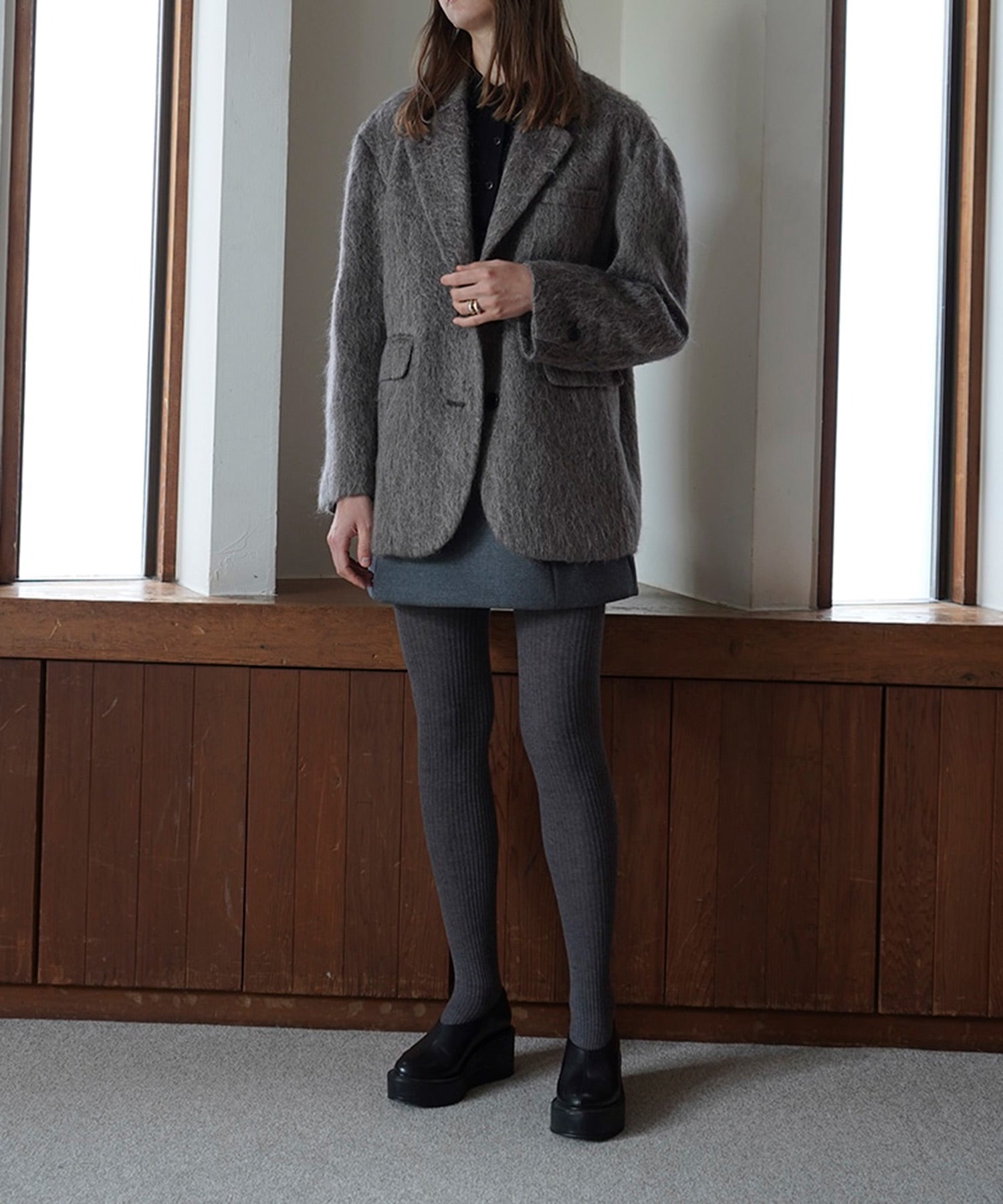 Mix Shaggy Over Tailored Jacket - CLANE (クラネ) - outer (アウター