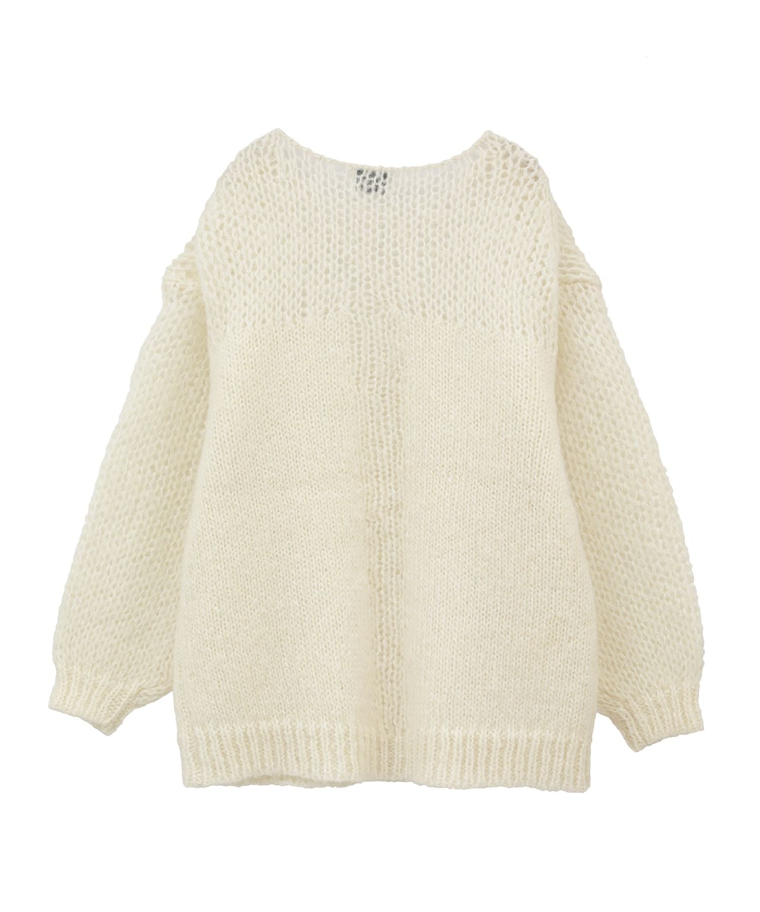 Half Sheer Loose Mohair Knit Tops - CLANE (クラネ) - tops