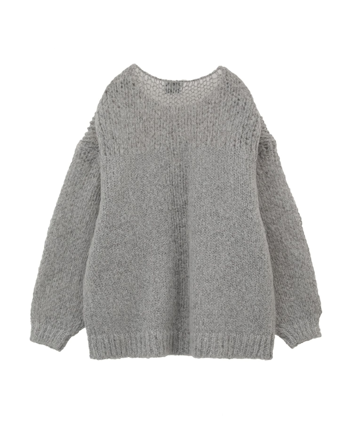 Half Sheer Loose Mohair Knit Tops - CLANE (クラネ) - tops