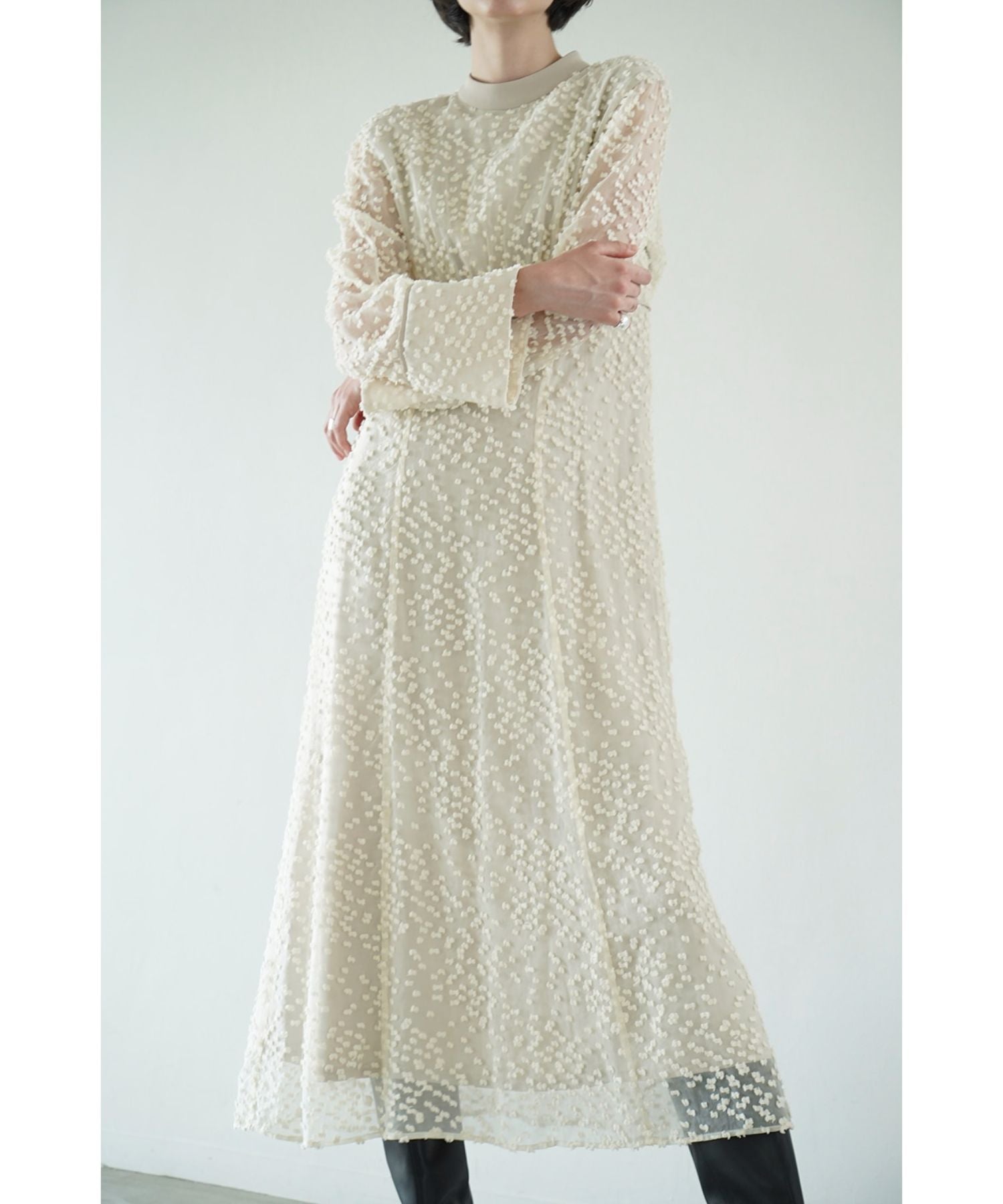 Snow Dot Jacquard Onepiece - CLANE (クラネ) - bottom (ボトムス