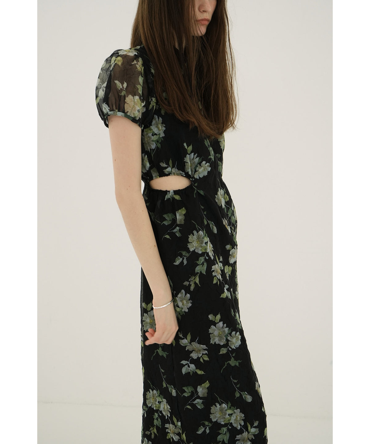 SHEER FLOWER MINI PUFF ONEPIECE