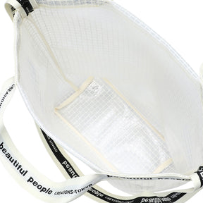 plaid vinyl logo tape shoulder bag