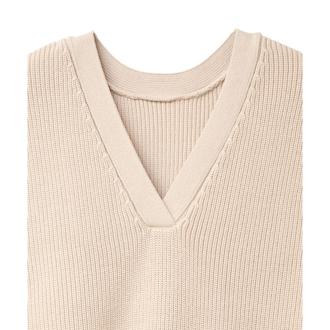 W Face Asymmetry Knit Vest - CLANE (クラネ) - tops (トップス 