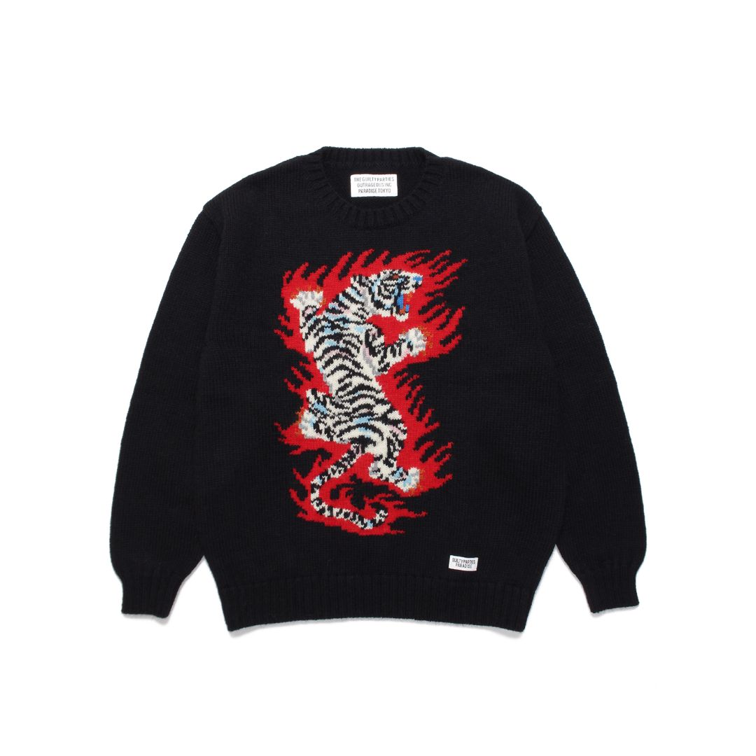 TIM LEHI/INTARSIA CREW NECK SWEATER