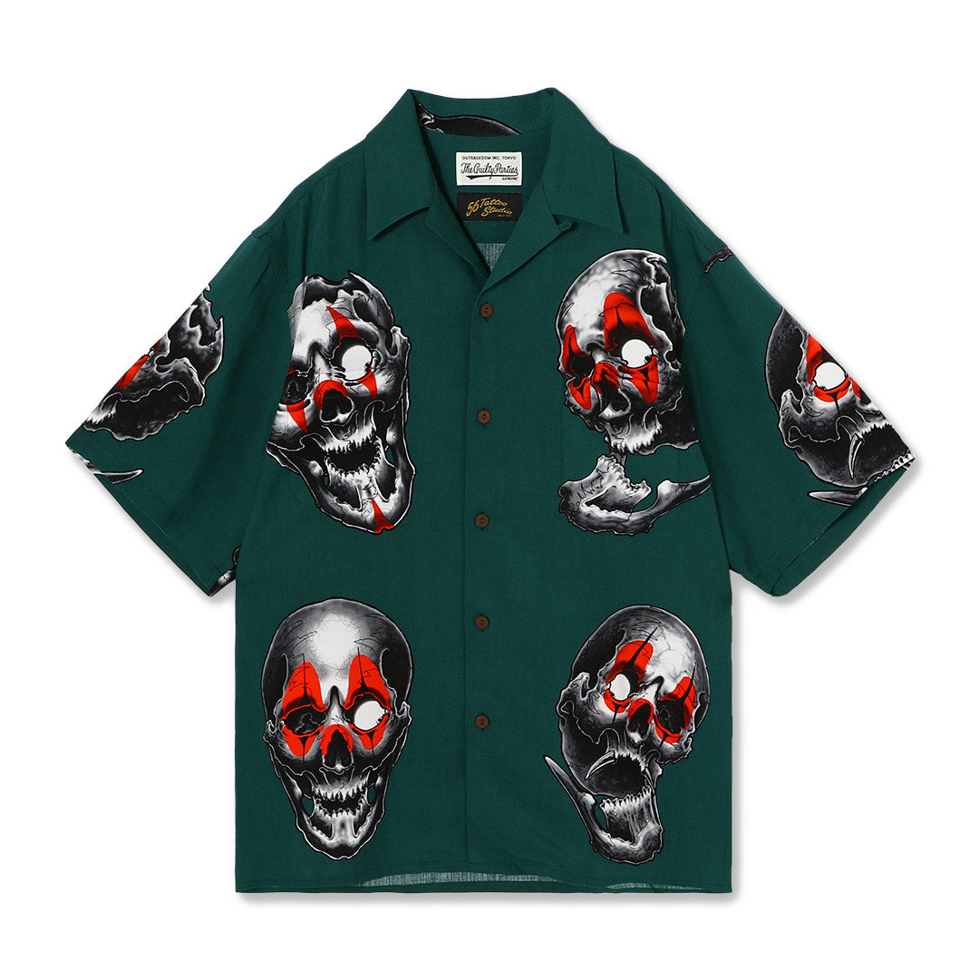 756センチ身幅WACKO MARIA ワコマリア 56 TATTOO STUDIO S／S HAWAIIAN SHIRT タトゥースタジオ ハワイアンシャツ 半袖シャツ ブラック