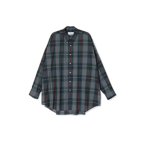 Sheer Check Oversized Regular Collar Shirt