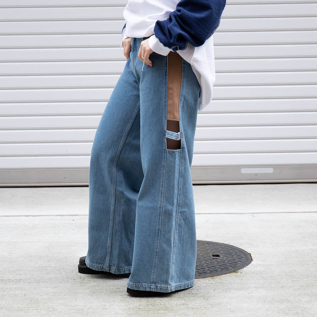 Paneled Denim Pants