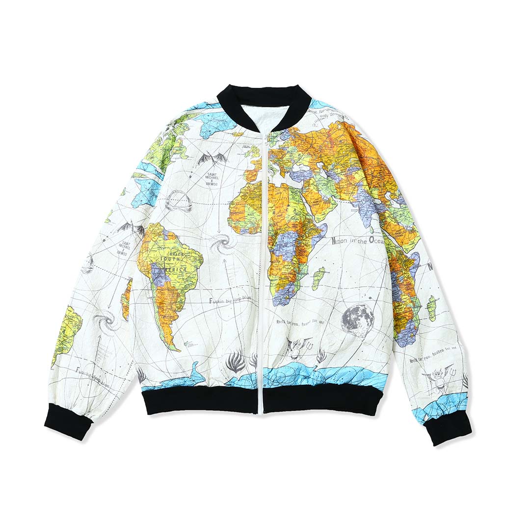 BJ_PARER JKT/WORLD MAP/WHITE